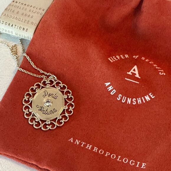 Anthropologie Circular Gold Pendant with Hearts. - Picture 2 of 4